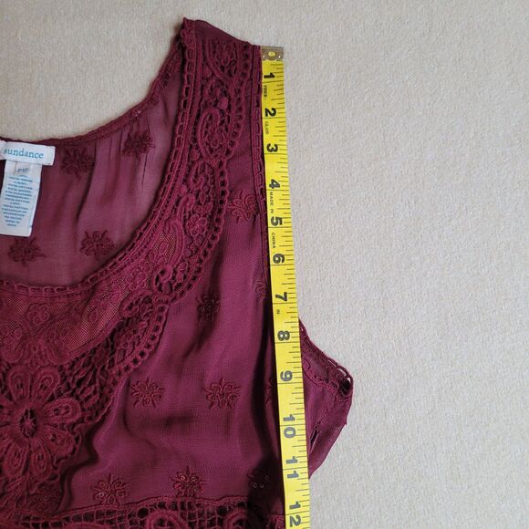 Sundance Midi Dress Womens 12P Red Crochet Embroidery Boho Dark Fairy Whimsigoth - Picture 5 of 12